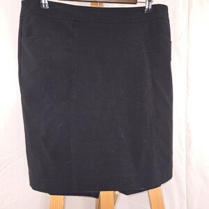 Ann Taylor Loft Women's Linen Blend Black Pencil Carrer Casual Skirt Size 14